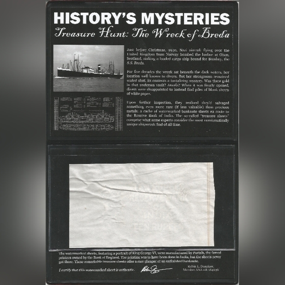 SHIPWRECK TREASURE Strait of Malacca Pirate Coins (2), Wreck of Breda Banknote - Picture 2 of 5